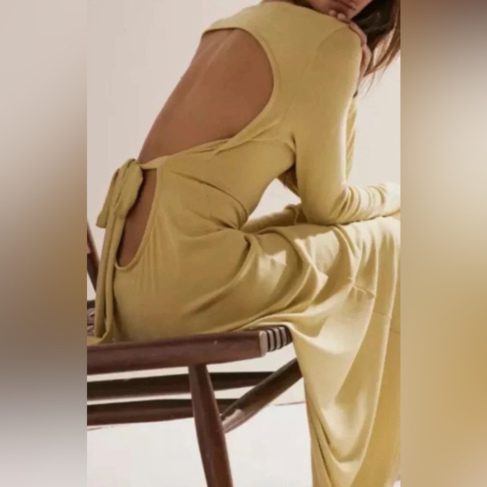 Free People Beach Aubre Open-Back Essential Maxi Dress- Dried Moss - Picture 3 of 9